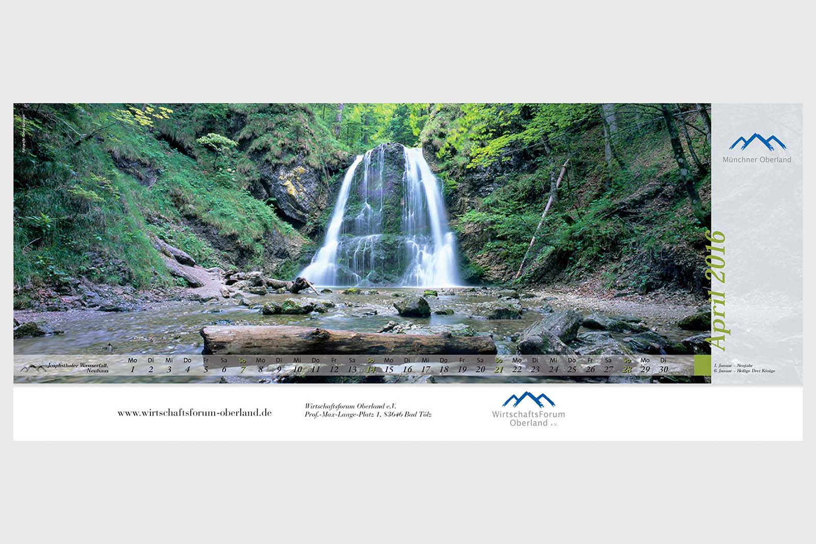 Panoramakalender-Wasserfall